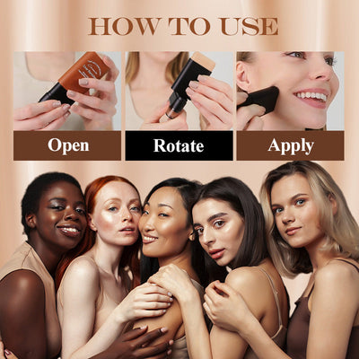 Hydrating Foundation Stick Lightweight Creamy Coverage With Brush