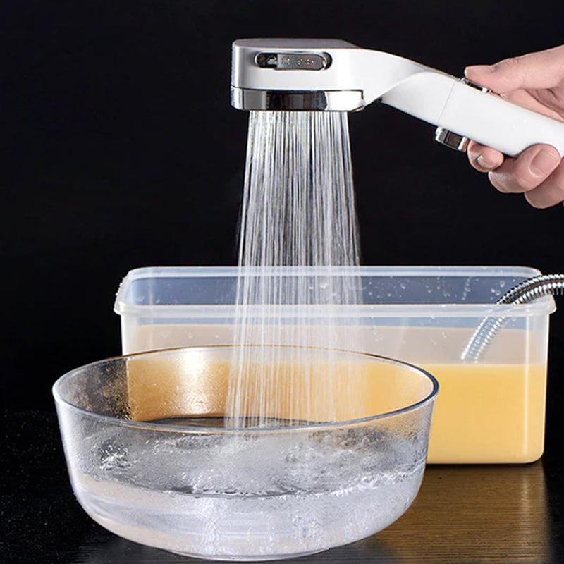 Handheld Pressurized Shower Head With 4 Spray Modes And Pause Switch