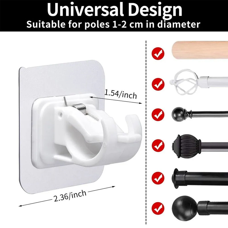 Nail-free Adjustable Curtain Rod Brackets Set Of 2 Holders