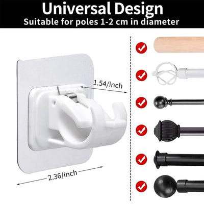 Nail-free Adjustable Curtain Rod Brackets Set Of 2 Holders