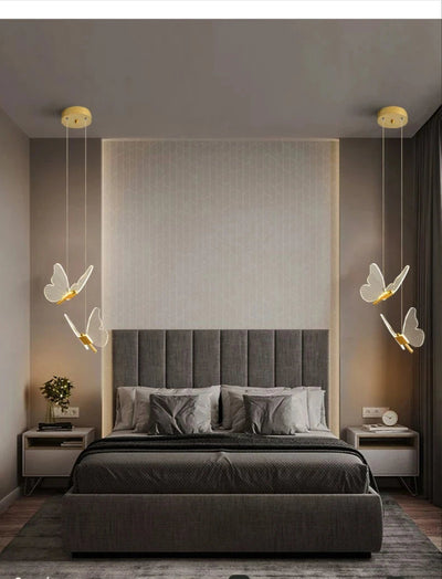 Nordic Butterfly LED Pendant Lamp Elegant Hanging Light For Bedroom