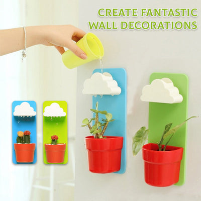 Rainy Pot Wall Mounted Flower Pot With Unique Rain Cloud Design