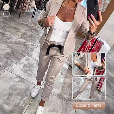 Women's Casual Suit Set Jacket And Pants Two-Piece Outfit