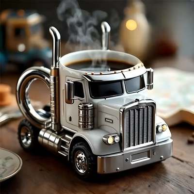 Truck Coffee Mug Durable Ceramic Travel Cup For Truckers