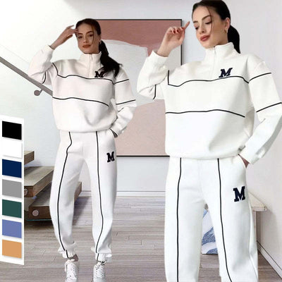 Women's Casual Two Piece Set Long Sleeve Letter M Design