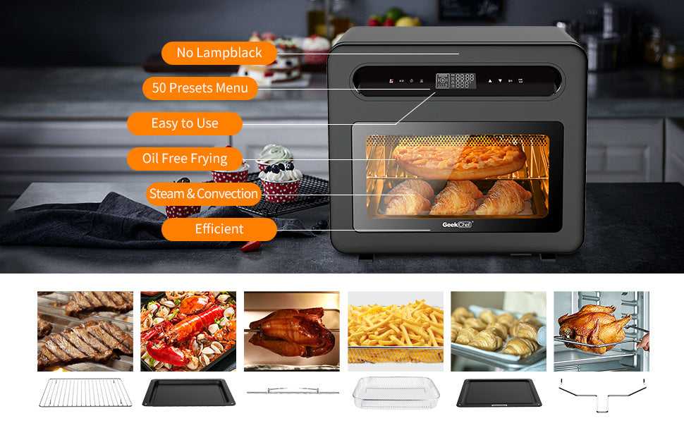 Geek Chef Steam Air Fryer Oven Combo 26 QT Convection Countertop