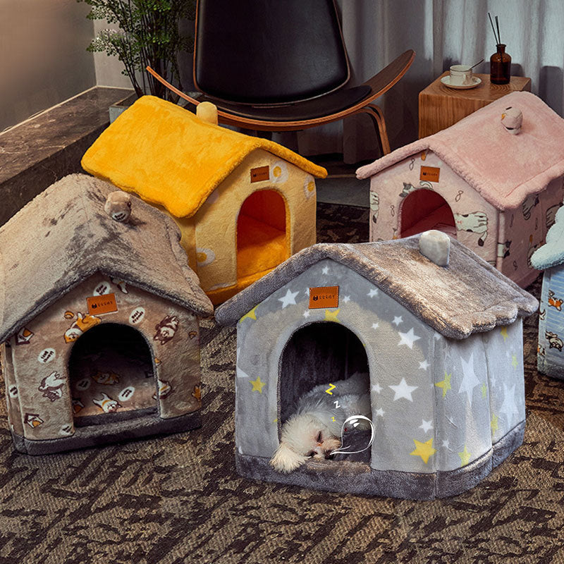 Foldable Dog House Warm Removable Nest Enclosed Pet Bed Sofa