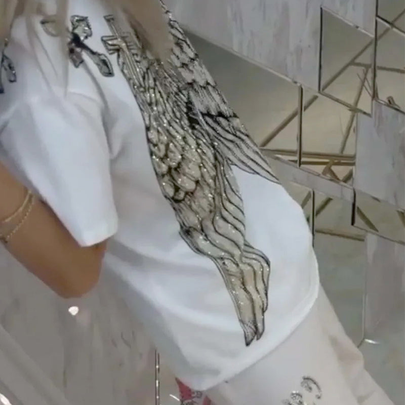 Casual Printed Top Drawstring Pants Set Comfortable 2-Piece Outfit