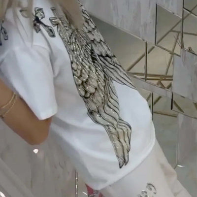 Casual Printed Top Drawstring Pants Set Comfortable 2-Piece Outfit
