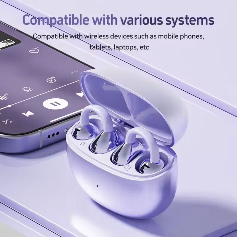 Ear Clip Bluetooth Headphones Wireless Sports Earbuds With Mic
