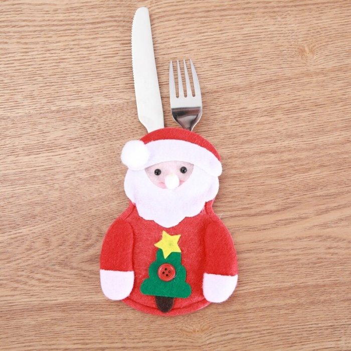 Christmas Cutlery Holder 8 Pieces Festive Tableware Caddy Set