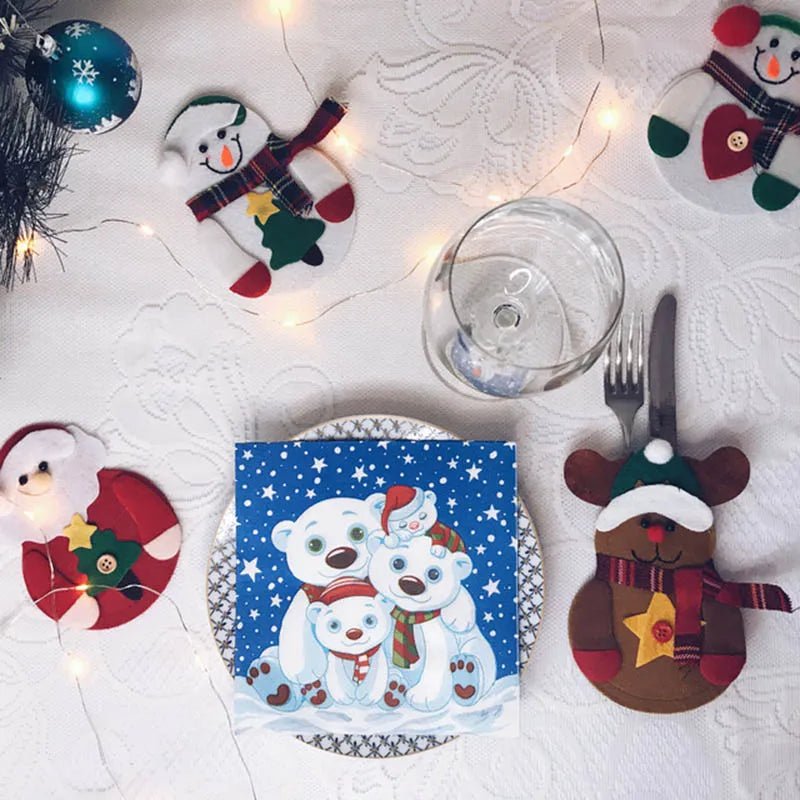 Christmas Cutlery Holder 8 Pieces Festive Tableware Caddy Set