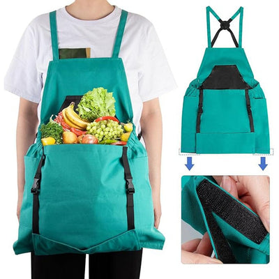 Cross Back Gardening Apron With Deep Kangaroo Pockets For Tools
