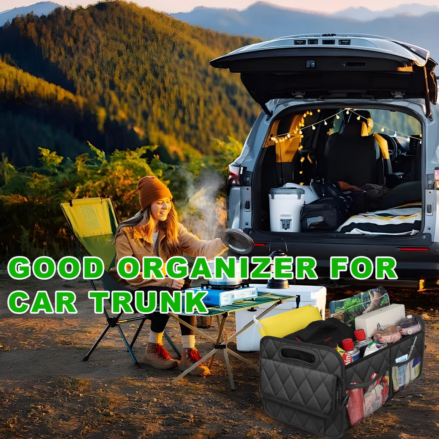 Sylvil Car Trunk Organizer With Multiple Compartments And Collapsible Storage