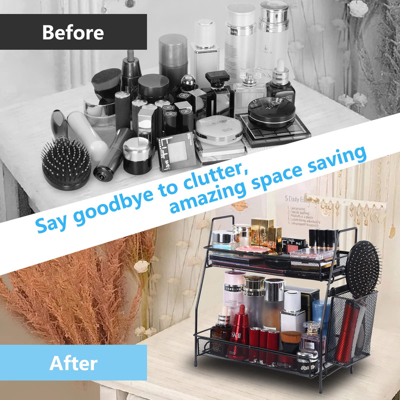 Bathroom Countertop Organizer With Multi-Use Storage And Spice Rack