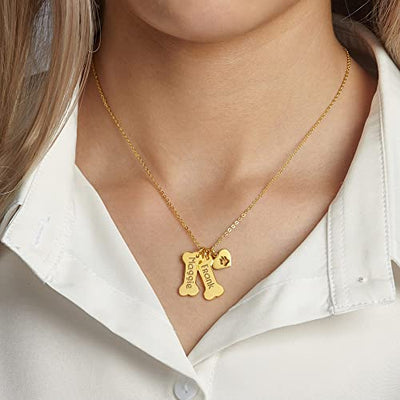 Dog Bone Necklace With Paw Print Pendant For Dog Lovers