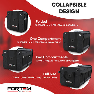 FORTEM SUV Trunk Organizer Collapsible Multi Compartment Storage Bag