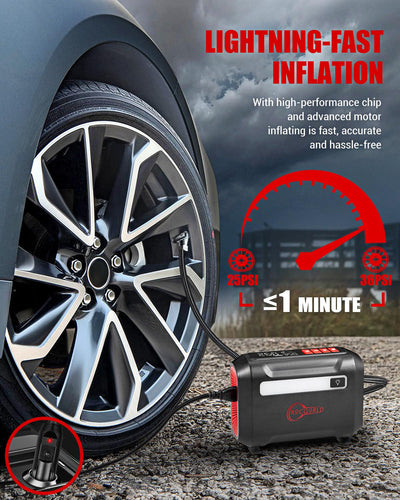 R8 Portable Tire Inflator Air Compressor With Dual Digital Screen