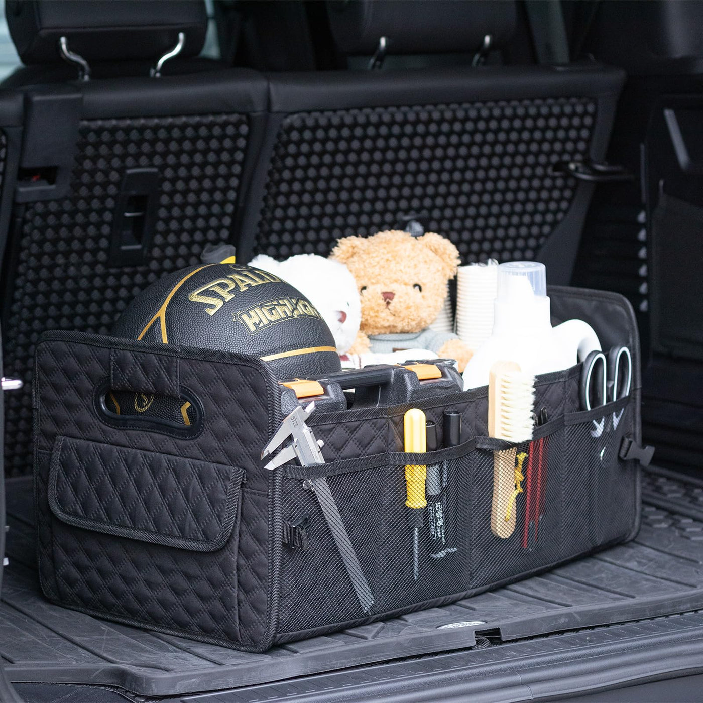 JiatuA Car Trunk Organizer Collapsible Multi Compartment Storage Box For SUV