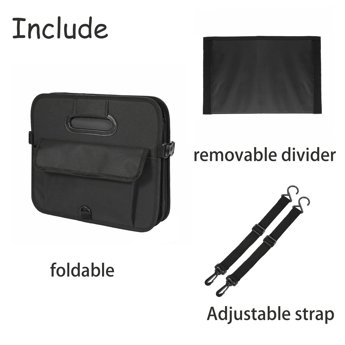 AOKJOY Car Trunk Organizer Collapsible Multi Compartment With Adjustable Straps
