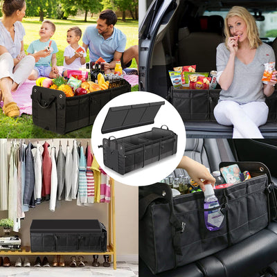 Large Car Trunk Organizer With Removable Cooler Bag And Foldable Cover