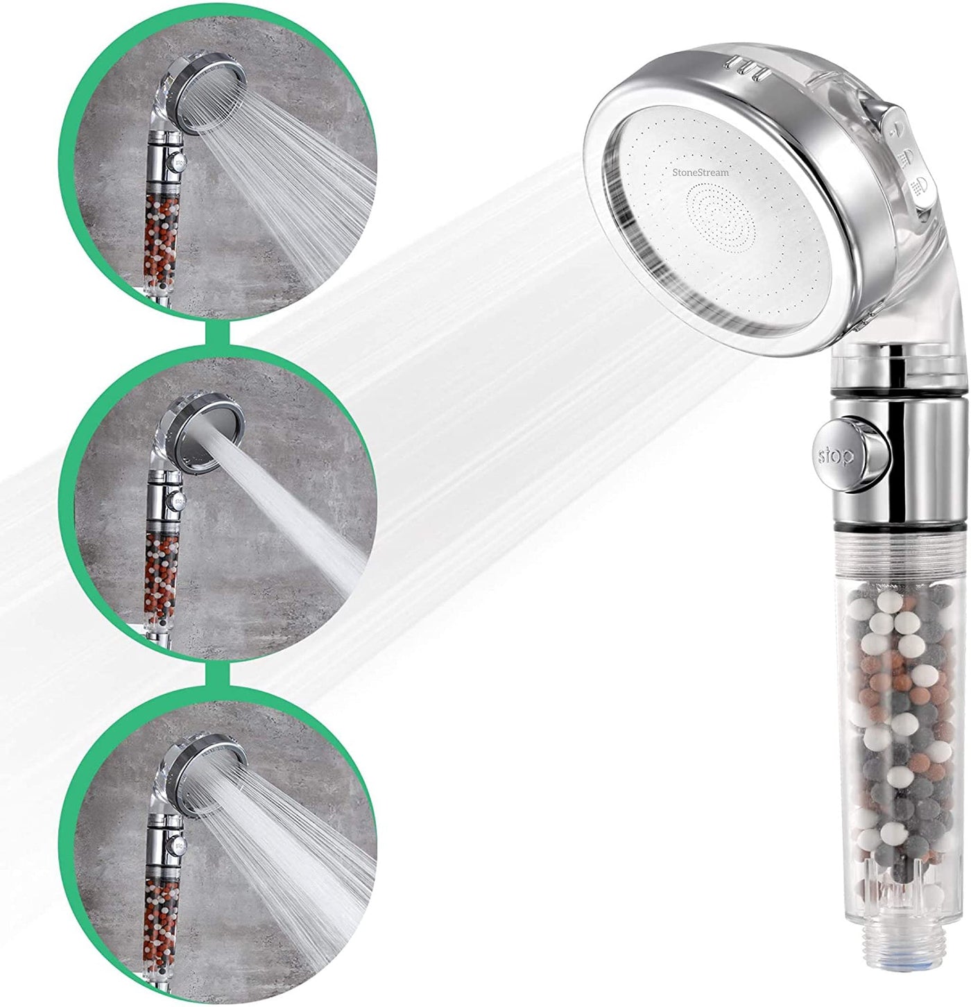 High Pressure Water Softener Shower Head Eco Power Saving