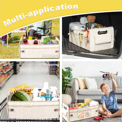 JiatuA Car Trunk Organizer Collapsible Multi Compartment Storage Box