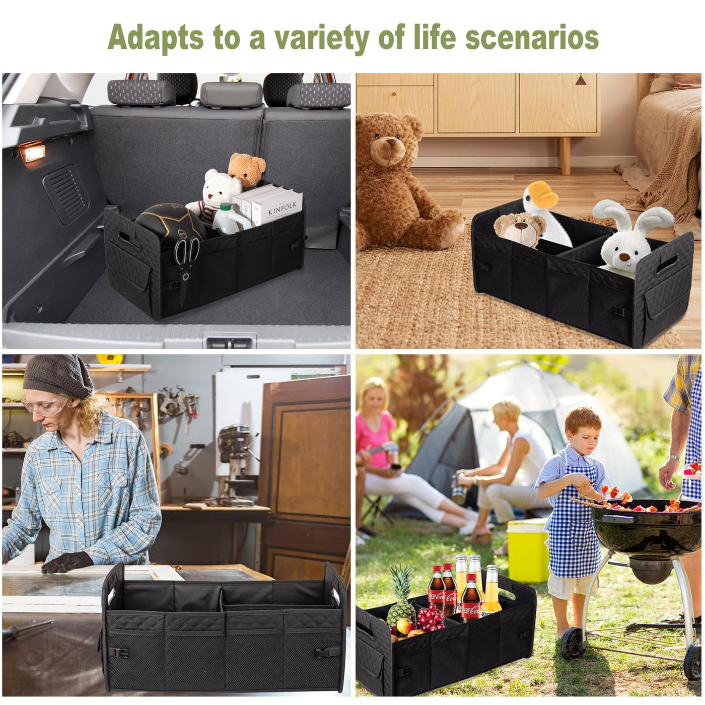 JiatuA Car Trunk Organizer Collapsible Multi Compartment Storage Box For SUV