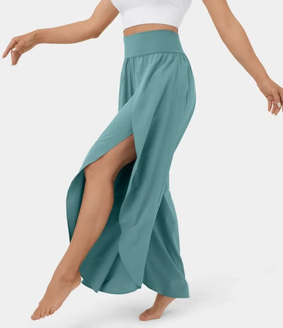 High Waisted Wide Leg Pants Split Casual Quick Dry Design