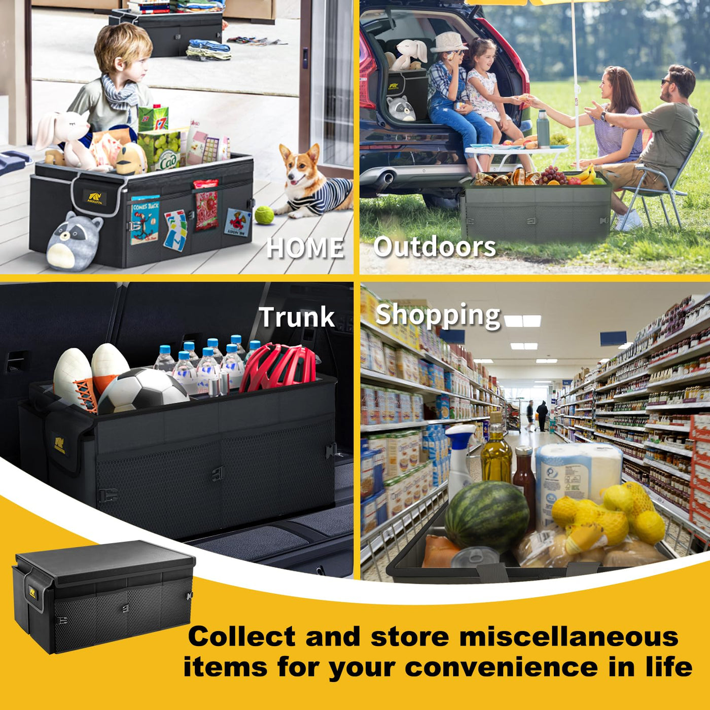 MIKKUPPA Car Trunk Organizer 65L Collapsible Sturdy Storage Container