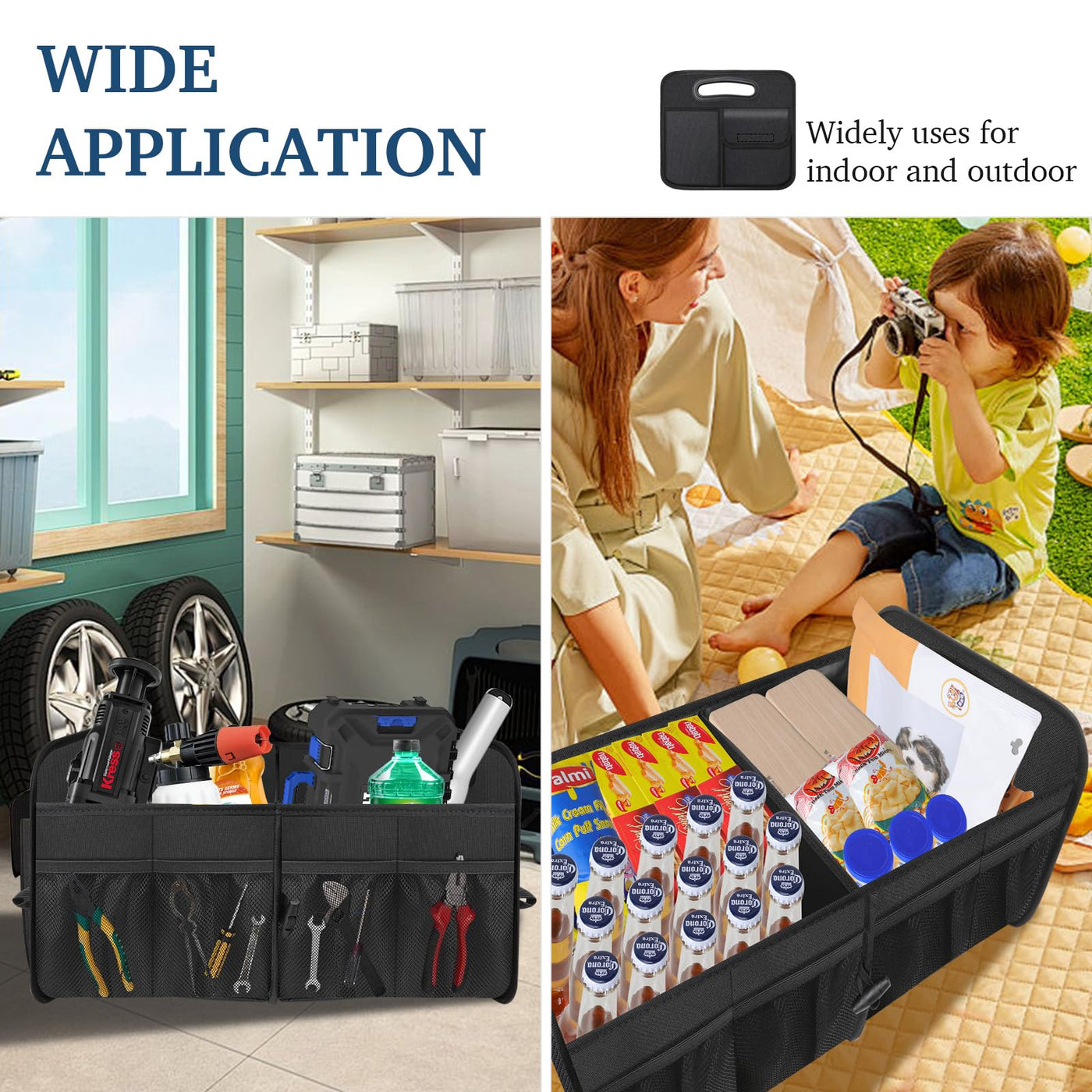 Femuar Car Trunk Organizer Large Capacity Waterproof Collapsible Storage