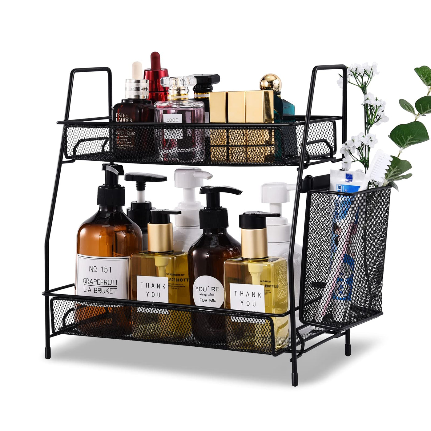 Bathroom Countertop Organizer With Multi-Use Storage And Spice Rack