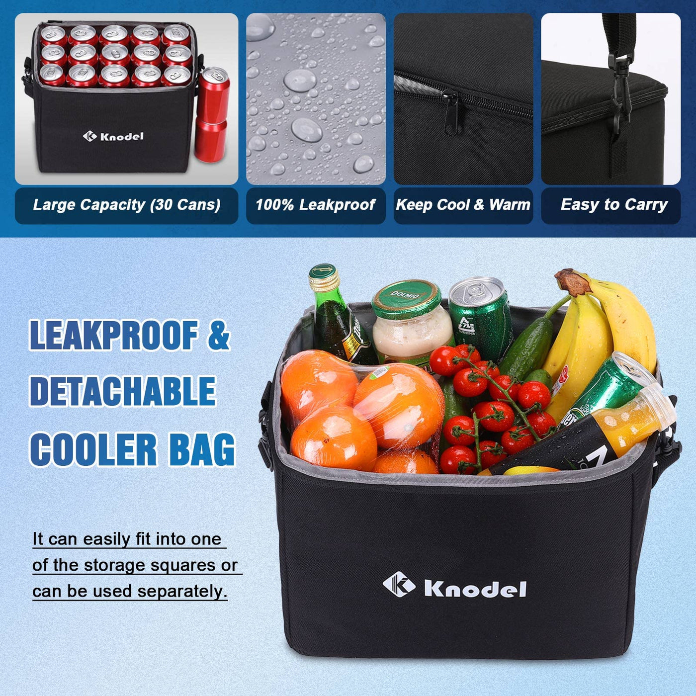 K KNODEL Extra Large Trunk Organizer With Cooler Bag And Straps