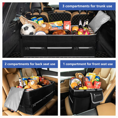 Car Trunk Organizer With Insulated Leak Proof Cooler Bag Collapsible