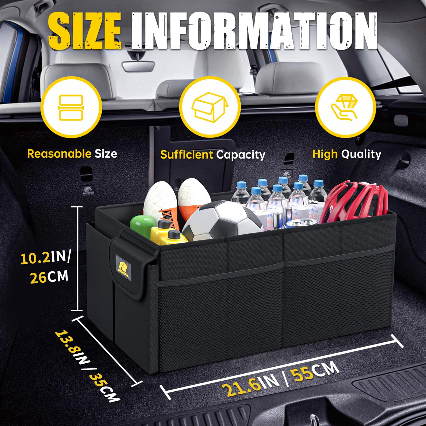 Car Trunk Organizer With Non Slip Bottom For SUV Auto Truck Van