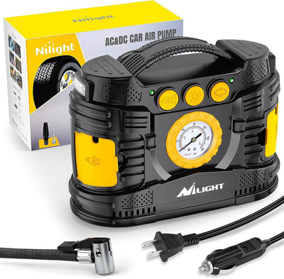Nilight Portable Tire Inflator Air Compressor Dual Power 12V 110V