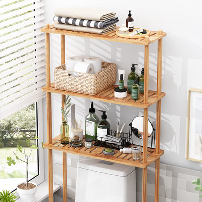 AmazerBath Bamboo Over The Toilet Storage Shelf 3-Tier Organizer Rack