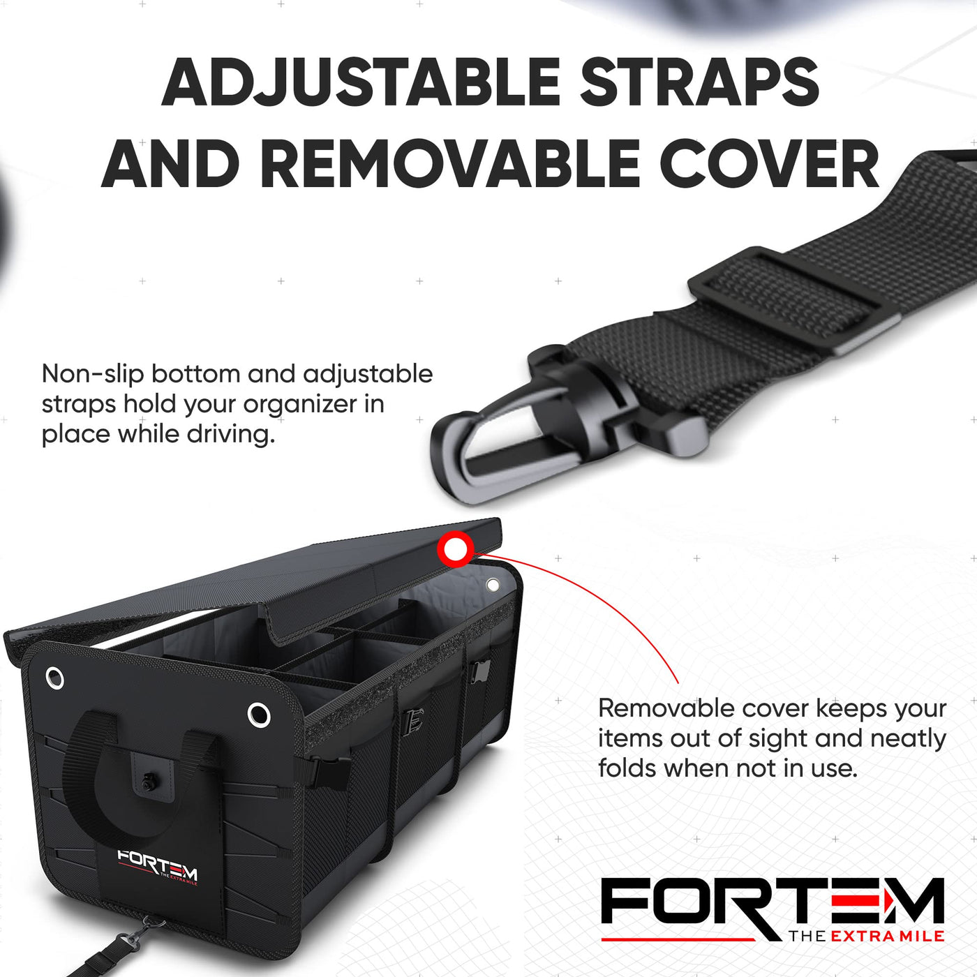 FORTEM SUV Trunk Organizer Collapsible Multi Compartment Storage Bag
