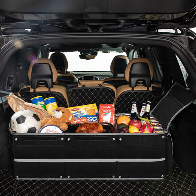 Car Trunk Organizer With Insulated Cooler Bag And 3 Compartments