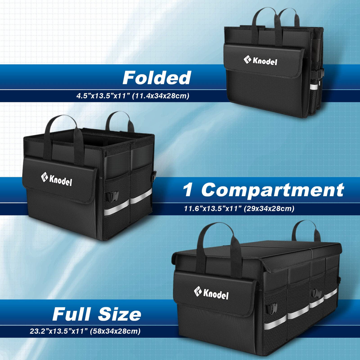 K KNODEL Car Trunk Organizer With Lid Collapsible Storage For SUV Truck Sedan