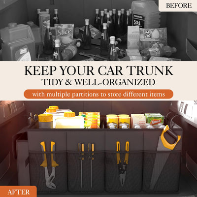 HOTOR Foldable Car Trunk Organizer For SUVs And Sedans Sturdy