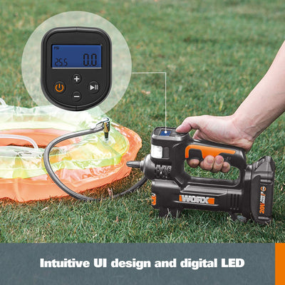 Worx WX092L 20V Cordless Tire Inflator With Digital Pressure Display