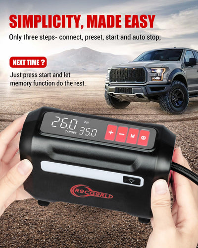 R8 Portable Tire Inflator Air Compressor With Dual Digital Screen
