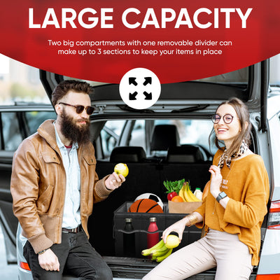 K KNODEL Car Trunk Organizer With Insulated Cooler Bag And Collapsible Design
