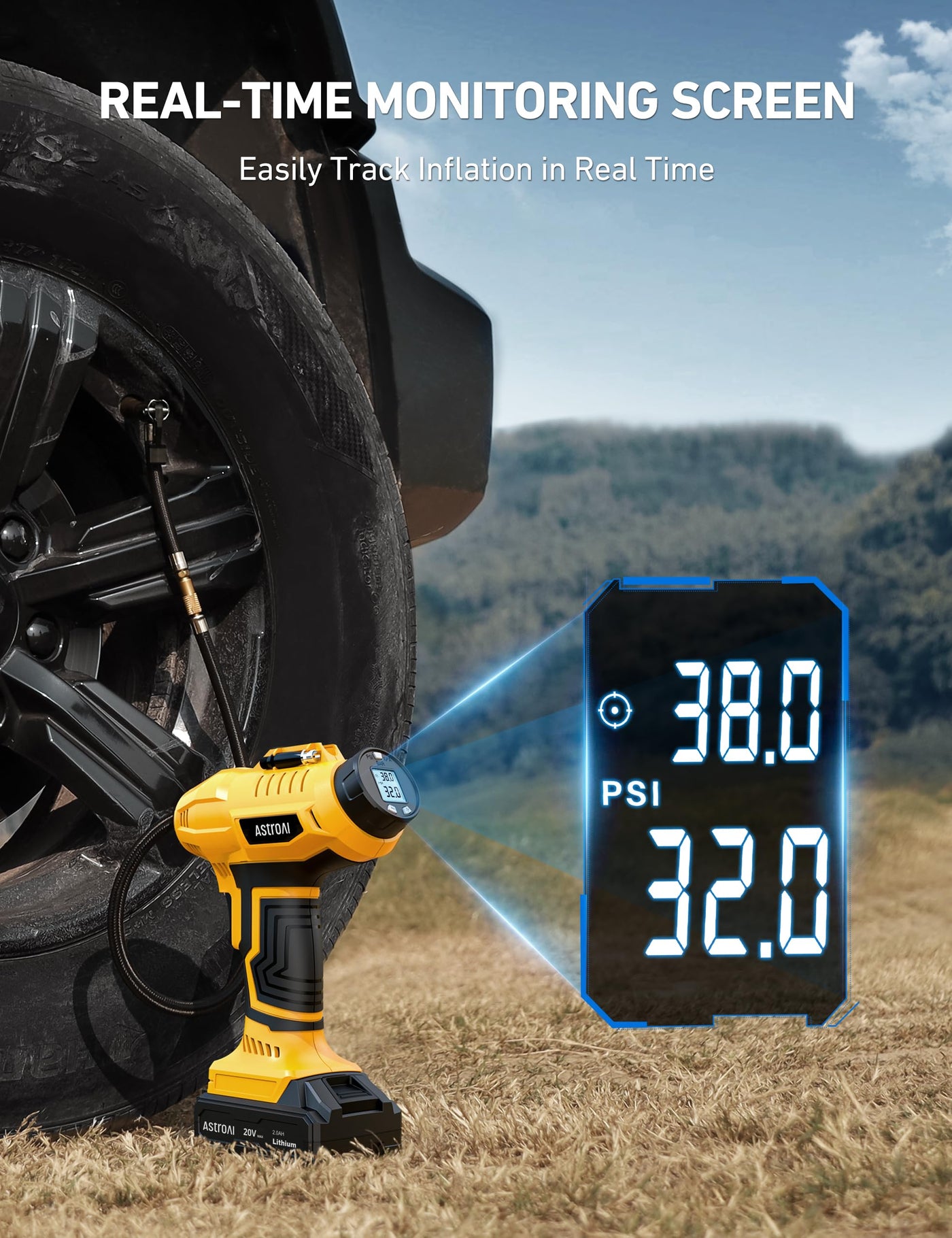 AstroAI Cordless Tire Inflator Portable 20V Rechargeable Air Compressor