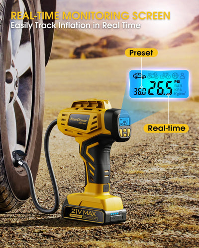 KeenPower Portable Tire Inflator 21V Rechargeable 160PSI Handheld Pump