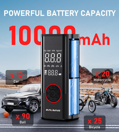 Portable Tire Inflator Cordless Air Compressor 150PSI Dual Power Pump