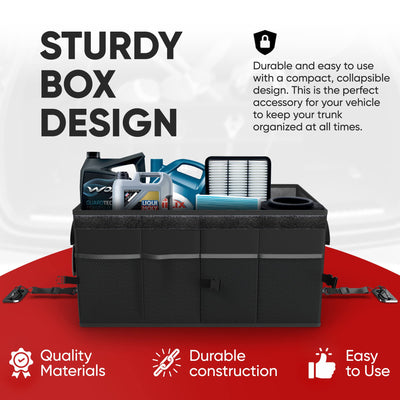K KNODEL Car Trunk Organizer With Insulated Cooler Bag And Collapsible Design