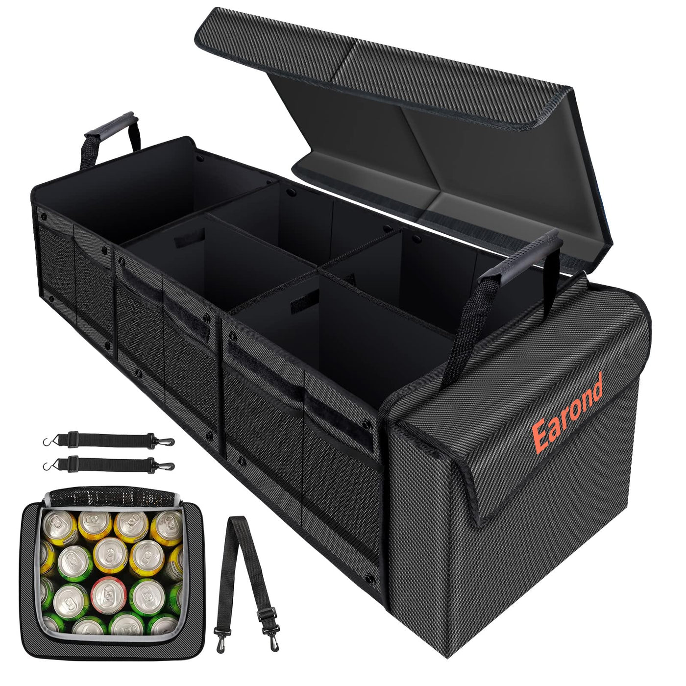 EAROND Car Trunk Organizer With Leakproof Cooler Bag And Adjustable Straps