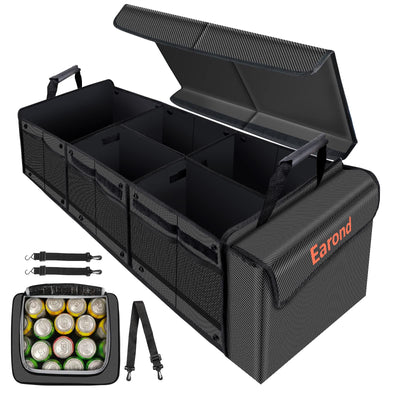 EAROND Car Trunk Organizer With Leakproof Cooler Bag And Adjustable Straps